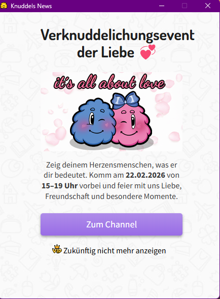 Datei:Newseintrag im Chat zur its all about love-VK 2026.png