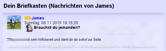 Mitteilung über Hilfe