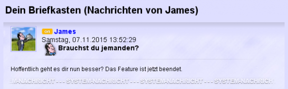 Meldung wenn Feature beendet ist